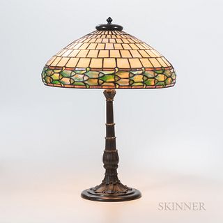 Duffner and Kimberly Table Lamp with Fish Scale Border Mosaic Glass Shade
