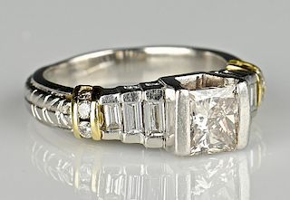 Platinum 18K Princess Cut Diamond Ring