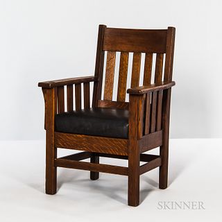Arts and Crafts Oak Armchair Attributed to Stickley Brothers