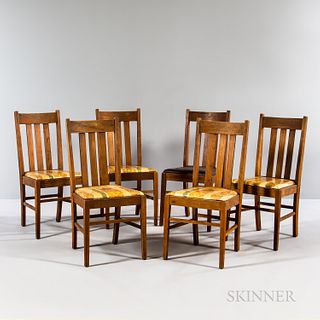 Six Badger Chair and Furniture Co. Oak Side Chairs