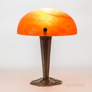 Art Deco Table Lamp with Glass Shade
