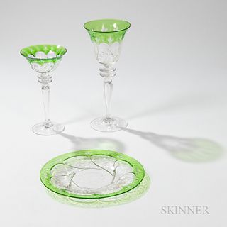 Three Pressed and Cut-Glass Tableware Pieces