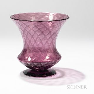 Steuben Amethyst Silverina Glass Vase