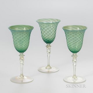 Three Frederick Carder for Steuben Glass Goblets