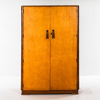 Art Deco Birdseye Maple-Veneer Armoire
