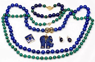 14K Lapis and Malachite Jewelry