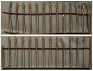 Pair of French Wrought Iron Driveway Gates, 19th c., with spear tops, Each- H.- 26 1/4 in., W.- 72 in. (2 Pcs.)