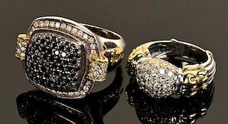 Two Lagos SS 18K Diamond Rings