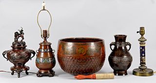 5 Asian Bronze Decorative Items