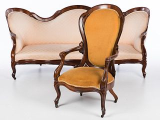 4933123: Belter Rosewood Settee and Open Armchair with Original
 Bill of Sale, Circa 1858 ES7AJ