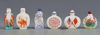 6 Chinese Porcelain Snuff Bottles incl. Figurals