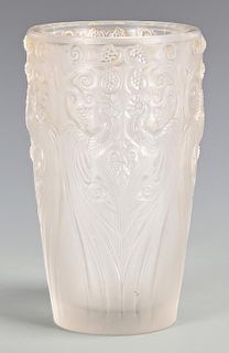 Lalique Coq et Raisins Frosted Vase