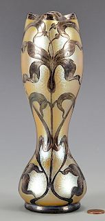 Loetz Art Glass Vase, Silver Overlay