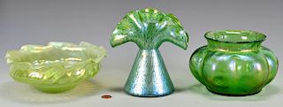 3 Loetz Art Glass Items