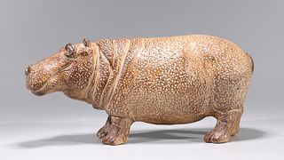 Two Ceramic Hippo Figures