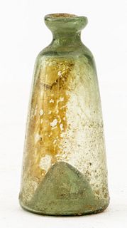 Ancient Roman Olive Green Glass Bottle