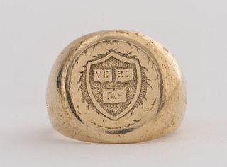 Antique 14K Yellow Gold Harvard Signet School Ring