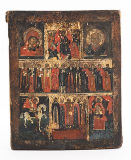 Russian Icon of Saints, 18th C.