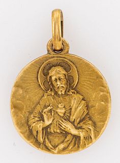 Edwardian 18K Yellow Gold Religious Metal Pendant