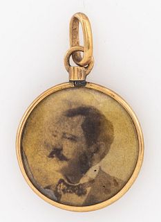 Victorian 14K Rose Gold Round Portrait Pendant