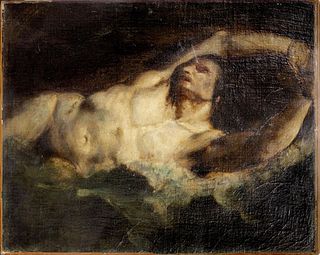 After Delacroix 'Male Nude' Oil on Canvas