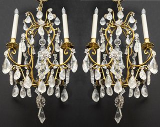French Louis XVI Manner Rock Crystal Chandeliers