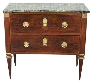 Louis XVI Style Commode With Green Marble Top