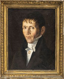 French Empire Gentleman Portrait, Oil on Canvas