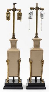 Neoclassical Revival Ceramic Table Lamps, Pr