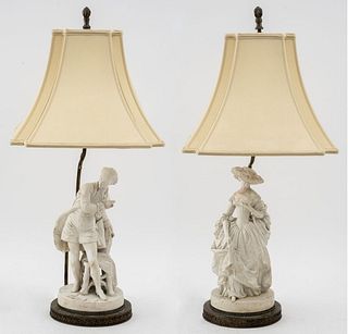 Rococo Revival Figural Table Lamps, Pr