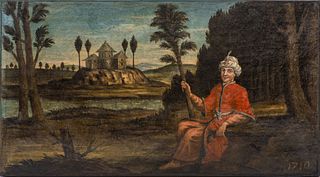 18th C. French Orientalist Trumeau Oil on Canvas