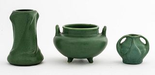 Arts & Crafts Weller Pottery Attr Green Vessels, 3