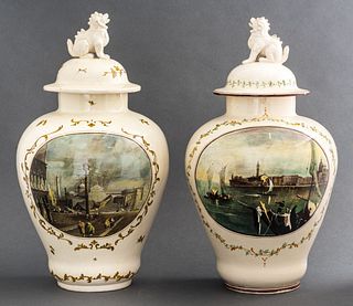 Nove Italian Ceramic Lidded Baluster Jars, Pr