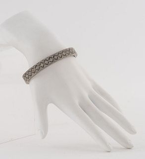 Vintage Silver Diamond Filigree Bangle Bracelet