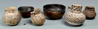 6 Native American  Pottery Items, incl. Anasazi