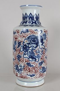 A Chinese Ancient-framing Blue and White Porcelain Fortune Vase 