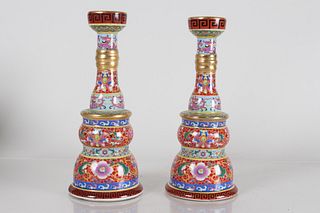 Collection of Chinese Ancient-framing Detailed Candle Stands