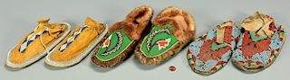 3 Pairs Native American Beaded Moccasins