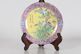 A Chinese Nature-sceen Peach-fortune Porcelain Plate