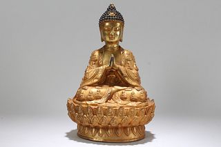 Chinese Gilt Religious State Buddha Statue 