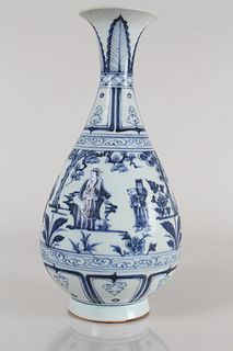 A Chinese Story-telling Blue and White Porcelain Fortune Vase 