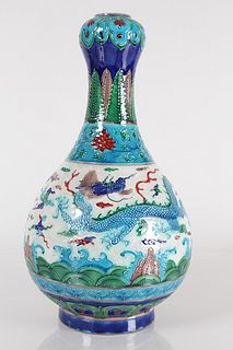 A Chinese Dragon-decorating Ancient-framing Fortune Porcelain Vase 