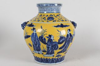 A Chinese Duo-handled Story-telling Fortune Porcelain Vase 
