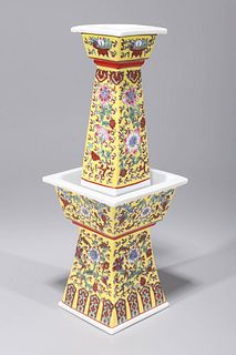 Chinese Enameled Porcelain Famille Rose Candle Holder