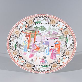 Chinese Famille Rose Enameled Porcelain Gilt Charger
