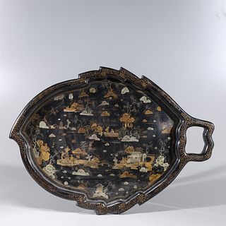 Large Chinese Gilt Lacquer Wooden Tray