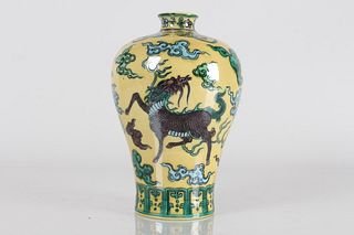 A Chinese Myth-beast Porcelain Fortune Vase 