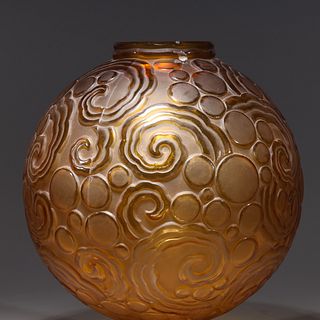 Antique Sabino French Amber Glass Vase