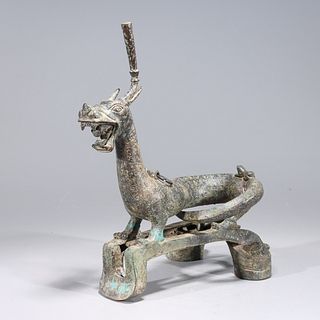 Chinese Archaistic Bronze Dragon Statue