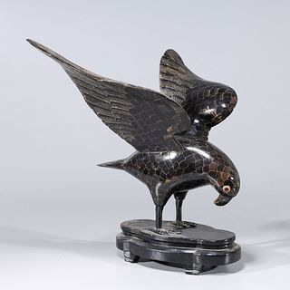Chinese Carved Wood Hawk Statue